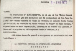 [Oficio N°18] 1972 febrero 1, Córdoba, Argentina [a] Juan Mujica, Santiago, Chile