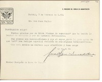 [Carta] 1951 febrero 7, Madrid, España [a] Juan Mujica de la Fuente, [Bilbao]