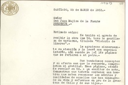 [Carta] 1953 marzo 25, Santiago, Chile [a] Juan Mujica de la Fuente