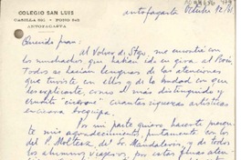 [Carta] 1961 octubre 12, Antofagasta, Chile [a] Juan Mujica, Arequipa, Perú