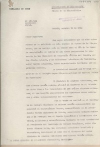 [Oficio N°971134] 1956 octubre 15, Madrid, España [al] Ministro de Relaciones Exteriores, Santiago, Chile