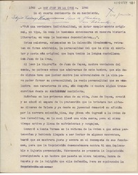 San Juan de la Cruz en el cuarto centenario de su nacimiento