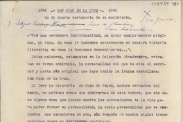 San Juan de la Cruz en el cuarto centenario de su nacimiento