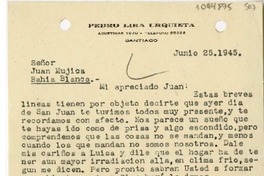 [Carta] 1945 junio 25, Santiago, Chile [a] Juan Mujica de la Fuente, Bahía Blanca, Argentina
