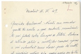 [Carta] 1949 abril 11, Madrid, España [a] Juan Mujica de la Fuente