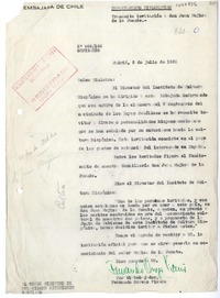 [Oficio N°848163] 1952 julio 5, Madrid, España [a] Ministro de Relaciones Exteriores, Santiago, Chile