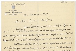 [Carta] 1951 marzo 15, Valladolid, España [a] Juan Mujica de la Fuente