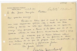 [Carta] 1951 febrero 12, Negury, Vizcaya, España [a] Juan Mujica de la Fuente, Bilbao