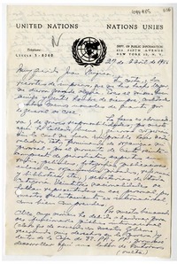 [Carta] 1946 abril 27, New York [a] Juan Mujica de la Fuente