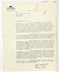 [Carta] 1946 agosto 26, Santiago, Chile [a] Juan Mujica de la Fuente, Bahía Blanca, Argentina