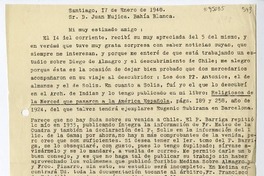 [Carta] 1948 enero 17, Santiago, Chile [a] Juan Mujica de la Fuente, Bahía Blanca, Argentina