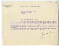 [Carta] 1950 abril 8, Cadiz, España [a] Juan Mujica de la Fuente, Bilbao