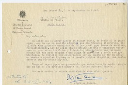 [Carta] 1947 septiembre 1, San Sebastián, España [a] Juan Mujica, Bahía Blanca, Argentina