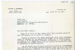 [Carta] 1958 julio 15, Lima, Perú [a] Juan Mujica, Santiago, Chile