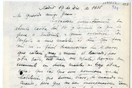 [Carta] 1935 diciembre 17, Madrid, España [a] Juan Mujica de la Fuente