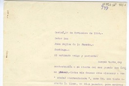 [Carta] 1944 noviembre 24, Curico, Chile [a] Juan Mujica de la Fuente, Santiago
