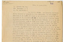 [Carta] 1975 enero 16, Lima, Perú [a] Agustín del Saz, Barcelona, España