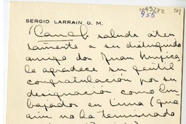 [Tarjeta] 1968 julio 29, Santiago, Chile [a] Juan Mujica de la Fuente, Lima, Perú