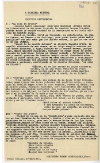 A Gabriela Mistral: Tríptico sentimental