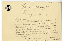 [Carta] 1942 mayo 17, Santiago, Chile [a] Juan Mujica de la Fuente