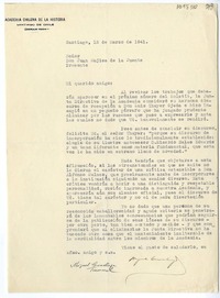 [Carta] 1941 marzo 12, Santiago, Chile [a] Juan Mujica de la Fuente