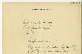 [Carta] 1949 abril 22, Madrid, España [a] Juan Mujica de la Fuente