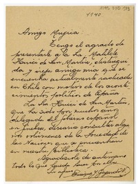 [Carta] 1940, Santiago, Chile [a] Juan Mujica de la Fuente