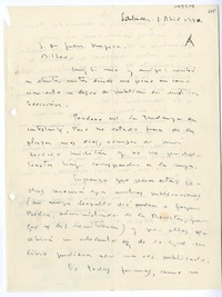 [Carta] 1950 abril 3, Santander, España [a] Juan Mujica, Bilbao, España