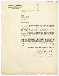 [Carta] 1945 diciembre 12, Santiago, Chile [a] Juan Mujica, Bahía Blanca, Argentina