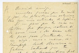 [Carta] 1950 junio 11, Santiago, Chile [a] Juan Mujica, Bilbao