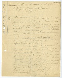 [Carta] 1945 noviembre 11, Santiago, Chile [a] Juan Mujica, Bahía Blanca, Argentina