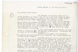 [Carta] 1947 abril 1, Buenos Aires, Argentina [a] Juan Mujica, Bahía Blanca, Argentina