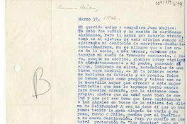 [Carta] 1946 marzo 17, Buenos Aires, Argentina [a] Juan Mujica, Bahía Blanca, Argentina