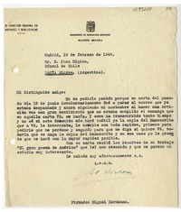 [Carta] 1948 febrero 19, Madrid, España [a] Juan Mujica, Bahía Blanca, Argentina