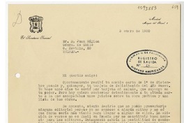 [Carta] 1950 enero 3, Madrid, España [a] Juan Mujica, Bilbao, España