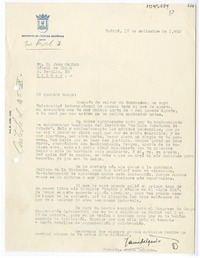 [Carta] 1950 septiembre 18, Madrid, España [a] Juan Mujica, Bilbao, España