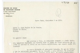 [Carta] 1950 diciembre 6, Nueva York [a] Juan Mujica, Bilbao, España