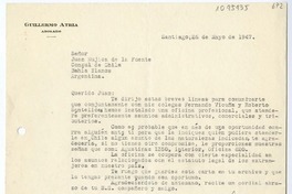 [Carta] 1947 marzo 26, Santiago, Chile [a] Juan Mujica, Bahía Blanca, Argentina