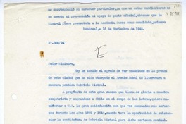 [Oficio N° 38894] 1945 noviembre 16, Montreal, Canadá [al] Ministro de Relaciones Exteriores, Santiago, Chile