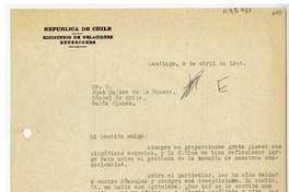 [Carta] 1946 abril 5, Santiago, Chile [a] Juan Mujica, Bahía Blanca, Argentina
