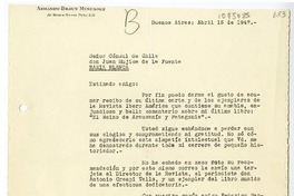 [Carta] 1947 abril 15, Buenos Aires, Argentina [a] Juan Mujica, Bahía Blanca, Argentina
