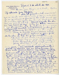 [Carta] 1950 abril 9, Madrid, España [a] Juan Mujica, Bilbao