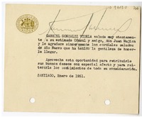 [Tarjeta] 1951 enero , Santiago, Chile [a] Juan Mujica de la Fuente, Bilbao