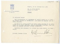 [Carta] 1951 febrero 12, Madrid, España [a] Juan Mujica de la Fuente, Bilbao, España