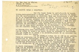 [Carta] 1949 mayo 24, Santiago, Chile [a] Juan Mujica de la Fuente, Bilbao, España