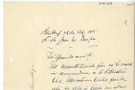 [Carta] 1945 agosto 28, Santiago, Chile [a] Juan Mujica de la Fuente, Bahía Blanca, Argentina