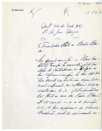 [Carta] 1947 septiembre 25, Santiago, Chile [a] Juan Mujica de la Fuente, Bahía Blanca, Argentina