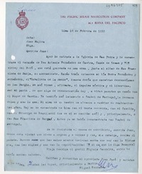 [Carta] 1953 febrero 12, Lima, Perú [a] Juan Mujica de la Fuente, Santiago, Chile