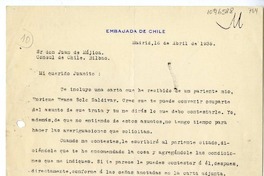 [Carta] 1935 abril 16, Madrid, España [a] Juan Mujica de la Fuente, Bilbao