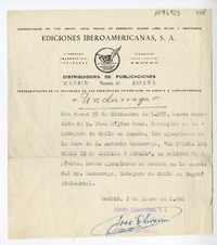 [Recibo] 1958 enero 3, Madrid, España [a] Juan Mujica